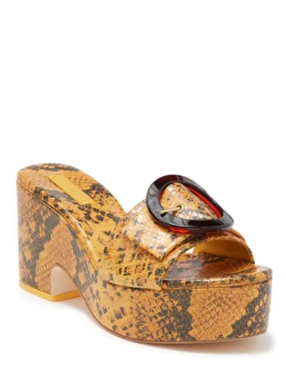 CULT GAIA Cleia Snakeskin Embossed Platform Mule In Ochre 38